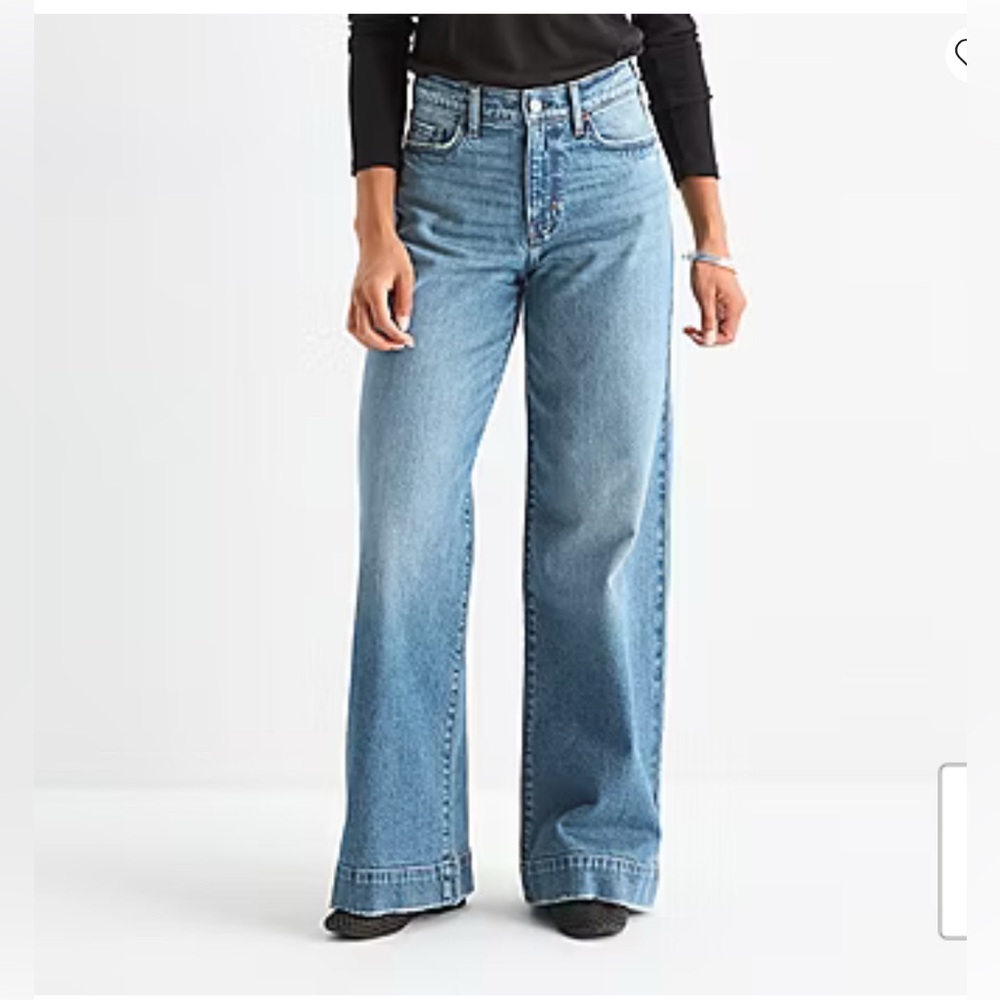 a.n.a A New Approach High Rise Wide Leg Jeans Blue Plus Size 16